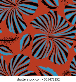 Seamless pattern with black and blue flowers. Vector illustration. Vector illustration of black and blue hibiscus flowers.