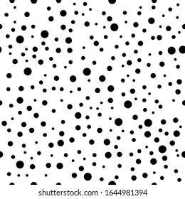 Seamless pattern. Black bobbles on white backround. Vector illustration.