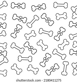 Seamless pattern black with bone in line style. Vector pattern