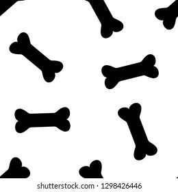 Seamless pattern with black bones isolated on white background. Vector illustration