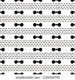 Seamless pattern with black bow tie on the white background . Vector illustration