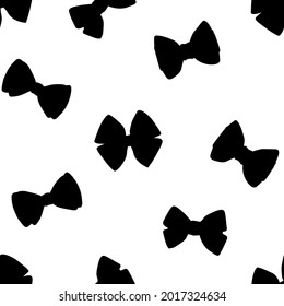 Seamless pattern black bows silhouettes vector illustration
