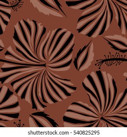 Seamless pattern with black and brown flowers. Floral watercolor seamless background. Vector textile print for bed linen, jacket, package design, fabric and fashion concepts.