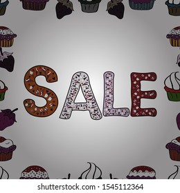 Seamless pattern. Black, brown, white friday, magic sale, logotype, print, text for sell out, clearance sale, closeout, giveaway, promo of fashion. Vector of calligraphy summer sale, favourite brands.