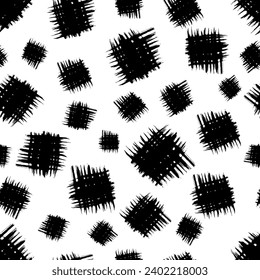 Patrón sin brillo con pincel negro en forma cuadrada sobre fondo blanco. Ilustración del vector