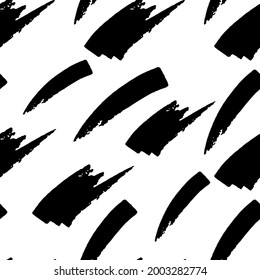 Motif harmonieux de coups de pinceau noir. Lignes courbes et ondulées dessinées à la main avec des cercles grunge. La texture décorative est griffonnée de brosse à encre chaotique. Des gribouillis brouillards, illustration de lignes courbes audacieuses.