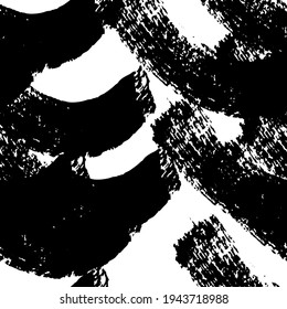 Patrón sin brillo con pinceles negros en formas abstractas sobre fondo blanco. Textura abstracta de color de tinta. Ilustración del vector