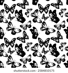 seamless pattern with black butterflies