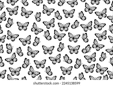 seamless pattern black butterfly hand drawn design seamless repeating pattern 
