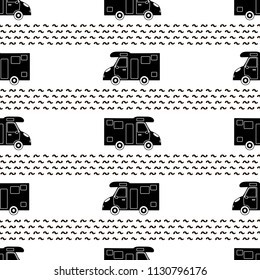 Seamless pattern with black car on the white background. Vector illustration