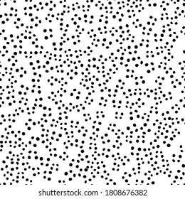 Seamless pattern of black cartoon spots, original doodle vector drawing