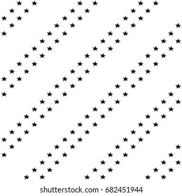 Seamless pattern with black cartoon stars and moons. Good for surface design, textile, fabric, wallpaper, wrapping paper, decoupage, scrapbooking, handmade. Vector.