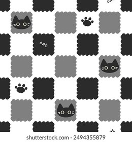 Seamless pattern with black cat