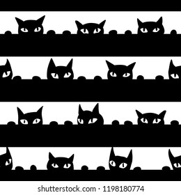 Seamless pattern with black cats