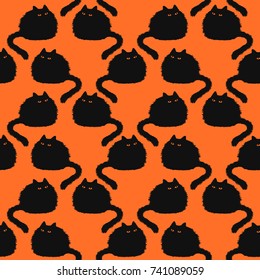 Seamless pattern with black cats