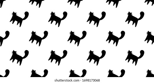 Patrón sin inconvenientes de gatos negros. Impresión de silueta de mascota. Diseño y decoración de papel pintado y tela animal abstracto. Ilustración aislada en fondo blanco. Vector