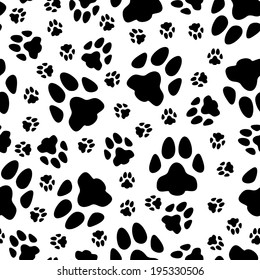 Seamless pattern of black cats trails