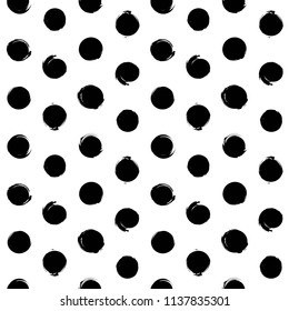 Seamless pattern from black circle abstract strokes  on a white background