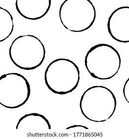 Patrón sin brillo con círculos negros sobre fondo blanco. Diseño de vectores para textiles, fondos, ropa, papel de embalaje, sitios web y papel tapiz. Ilustración de moda sin fisuras.