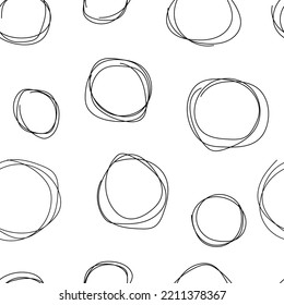 Seamless pattern, black circles on a white background. Background, packaging, texture.