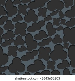 
Seamless pattern with black clouds blots in cartoon shape on blue background. Vector illustration for your designs in abstract form For fun abstract patterns and designs