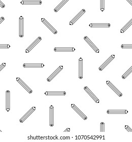 Seamless pattern of black contour stylized  pencils. Can be used for decor of school accessories, packaging.Vector illustration.