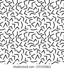 Seamless pattern. Black corners in chaotic order on a white background.