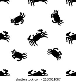 Seamless pattern with black crab on white background .