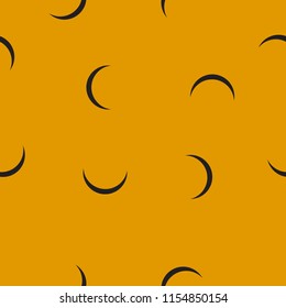 Seamless pattern black crescent on yellow background. Abstract geometric simple graphic print night sky with moon, baby kid bedroom design, cute halloween vintage wallpaper, vector eps 10