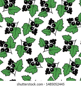 Seamless pattern Black currant berries.