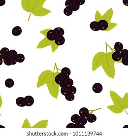 Seamless pattern of black currant. Vector illustration.