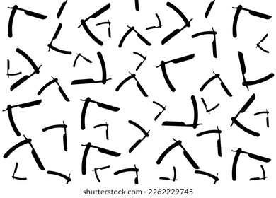 Seamless pattern with black dangerous razor on white background. Logo for barbershop. Website banner for fashion salon.