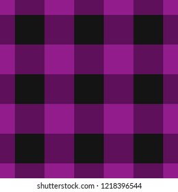 seamless pattern - black, dark and bright purple, pink tartan, tablecloth