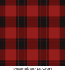 seamless pattern - black, dark and bright red tartan, tablecloth with red stripes