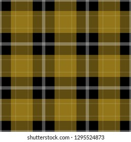 seamless pattern - black, dark and bright yellow, ocher tartan, tablecloth with white stripes