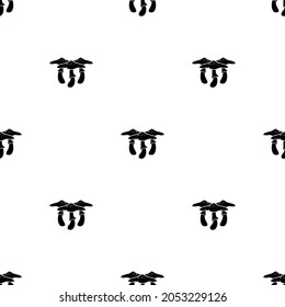 Seamless pattern with black death cup mushrooms. funguses, toadstool black ornament. Halloween wallpaper isolated on white. Vector illustration. Autumn harvest clip art.
