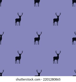 seamless pattern Black deer silhouette, used to print textile industry. Wallpaper on isolated background. vector illustration