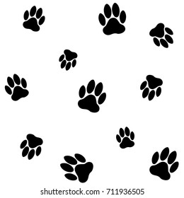 seamless pattern black dog tracks on white background