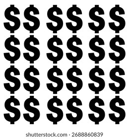 Padrão perfeito de sinais de dólar preto para planos de fundo e gráficos financeiros