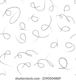 A seamless pattern of black doodles drawn in pencil. Vector illustration