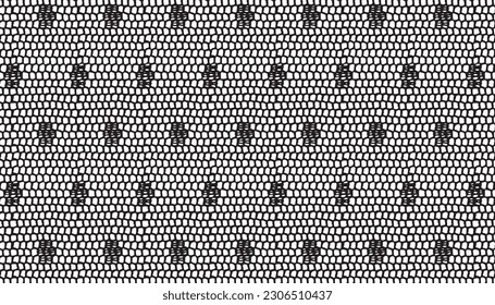 Seamless pattern of black dot mesh lace fabric