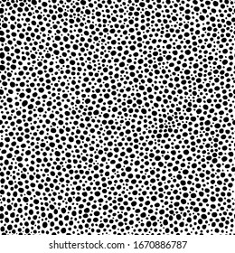 Seamless pattern. Black dots of irregular shape and different sizes isolated on white background. Art texture. Texture for print, wallpaper, home decor, textile, package design, invitation or website 