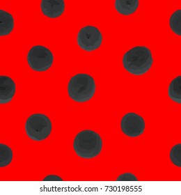 Seamless pattern of black dots on a red background. For your design. Vector.