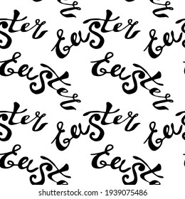 Seamless pattern of black Easter lettering. Vector holiday decorations, backgrounds and textures. For fabric, textile, wrapping paper, packaging