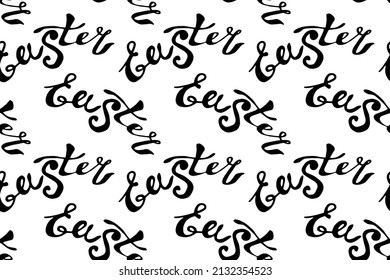 Seamless pattern of black Easter lettering. Vector holiday decorations, backgrounds and textures. For fabric, textile, wrapping paper, packaging