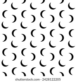 Seamless pattern with black eclipse texture isolated on white background