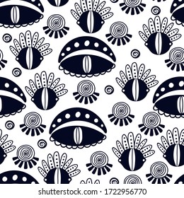 Seamless pattern with black evil mystical eyes on white background in a hand drawn style. Illustration with magic symbols for Wallpaper, fabric, textile, packaging paper design. Vector