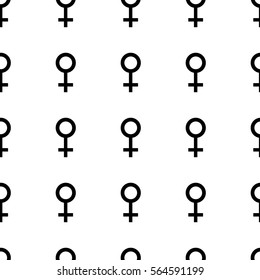 Seamless pattern with black female symbols. Female signs same sizes. Vector