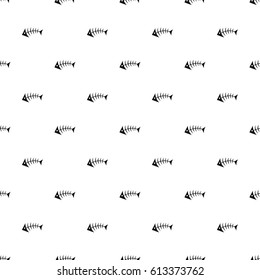 seamless pattern with the black fish bones
