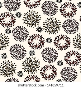 Seamless pattern with black flower silhouettes. Endless elegant texture. Template for design and decoration textile, covers, wrappers, package